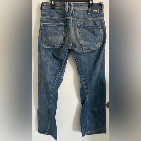 Diesel PREETO 32W Blue Jeans Flared Wide Leg Mens Faded Distressed Wash 00796 - Picture 4 of 14